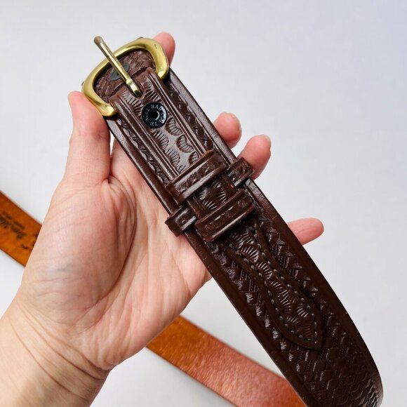 Don Hume Basket weave pattern belt, brown, Size 30 - Picture 7 of 7